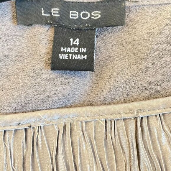 Vintage Le Bos 3-Piece Taupe Set: Sheer Jacket Shell & Skirt Size 14 Modest - Picture 6 of 10